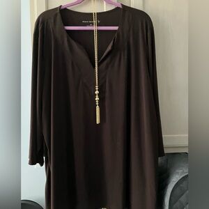 Size 3X Susan Graver Brown Liquid Knit Tunic.